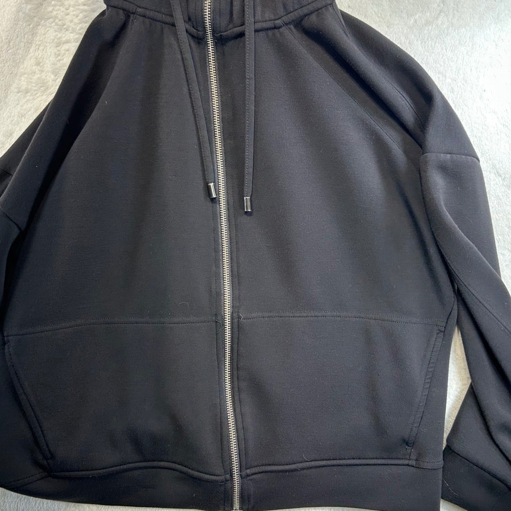 Athleisure Cable & Gauge Studio Zip Up Hoodie Size M Black Scuba Minimalist Soft - Picture 4 of 8